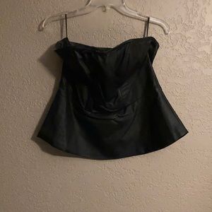 Faux leather strapless peplum size large